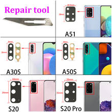 Substituição de vidro para lente da câmera traseira, peça de reposição para samsung galaxy a30s a307f a50s a507f a51 a515f a70s a21s s20 m31s 2024 - compre barato