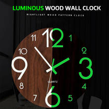Wooden Wall Clock Luminous Number Hanging Clocks Quiet Dark Glowing Wall Clocks Modern Watches Home Decor Modern Christmas Gift 2024 - buy cheap