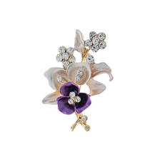 Elegant women Drip Crystal Flower brooches pins romantic brooches for women wedding party hijab pins bridal pins 2024 - buy cheap