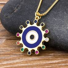 Top Quality Copper Zircon Turkish Evil Eye Pendant Necklace Charm Round Sun Flower Necklaces For Women Party Wedding Jewelry 2024 - buy cheap