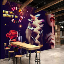 Fondo de decoración de la industria de Arte de uñas, Mural 3D de maquillaje HD, papel tapiz de tienda de uñas, salón de belleza, texto personalizado, se puede modificar, papel de pared 3D 2024 - compra barato