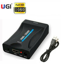 Адаптер UGI Full HD 1080P HDMI-совместимый к SCART, USB-кабель, Видео Аудио конвертер для ТВ, DVD, SkyBox HD TV, PS4, XBOX, US/EU/UK Разъем 2024 - купить недорого