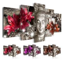 Mosaico buda lily 5d com multiimagens, pintura diamante em ponto cruz bordado com contas em strass quadrado completo para decoração de casa 2024 - compre barato