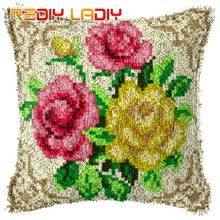 Latch Hook Cushion Rose & Orchid Pillow Case Crochet Hobby & Crafts DIY Yarn for Embroidery Art Cushion Cover Sofa Bed Pillow 2024 - buy cheap