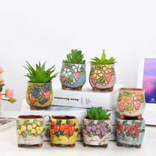 Korean Style Succulent Plants Pot Flowerpot Hand Painted Relief Flowerpot Ceramic Breathable Planter Container Home Garden Decor 2024 - buy cheap