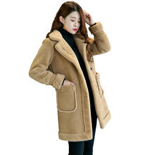 Куртка женская зимняя из овечьей шерсти, с хлопковой подкладкой, свободная, средней длины 2024 - купить недорого