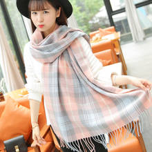 VEITHDIA 2020 New Autumn Winter Female Wool Plaid Scarf Women Cashmere Scarves Wide Lattices Long Shawl Wrap Blanket Warm Tippet 2024 - buy cheap