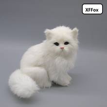 cute real life white sitting cat model plastic&furs simulation cat doll gift about 18x12x16cm xf1302 2024 - buy cheap