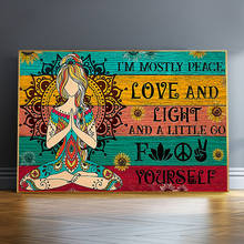 Pintura em tela pôster da paz amor impressões yoga meditação pinturas de parede dos desenhos animados imagem para ioga estúdio da sala de estar decoração 2024 - compre barato