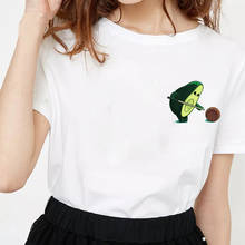 Camiseta de manga corta con estampado de aguacate para mujer, ropa informal con cuello redondo, Harajuku, Uzzang, Kawaii, Top de estilo coreano 2024 - compra barato