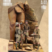 Modelo de resina 1/35, figura GK Soldier, ratas del desierto, tres personas, incluido el tema militar de la base de la Wii, kit sin montar y sin pintar 2024 - compra barato