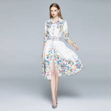 ZUOMAN женское летнее элегантное платье с рубашка высокого качества винтажные офисные вечерние Robe Femme Цветочные Дизайнерские повседневные платья; Vestidos 2024 - купить недорого
