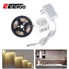Eeetoo led luzes para a cozinha sem fio pir sensor de movimento led sob a luz do armário tira da escada armário cabeceira noite luz 2024 - compre barato