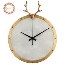 Creative Metal Hanging Shell Clock with Deer Living Room Decoration Creative Wall Clock Ornaments Deer Clock  Best Gift 2024 - buy cheap