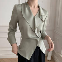 Goplus camisa feminina, blusa vintage branca com decote em v, manga comprida, roupa feminina, chaqueta 2021 2024 - compre barato