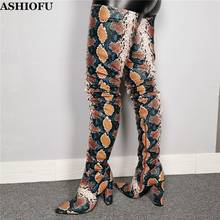 ASHIOFU Handmade Women Chunky Heel Over Knee Boots Real-photos Party Prom Sexy Thigh High Boots Winter Club Evening Boots Shoes 2024 - buy cheap