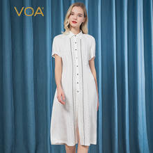 Женское однобортное платье VOA Silk 22 в момме, белое жаккардовое платье-поло с короткими рукавами и кружевом, летнее платье AE7 2024 - купить недорого