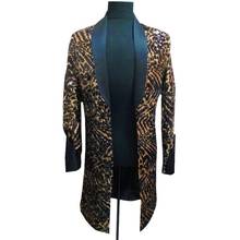 Leopard Singer DJ Nightclub Jlogn With Black Collar Fancy Long Blazer Men Suit Jacket Plus 5xl 2024 - buy cheap