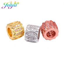Juya DIY Big Hole Charm Beads For Jewelry Making Handamde Cubic Zirconia Metal Spacer Beads Supplies 2024 - buy cheap