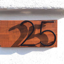 Номер дома, знак двери 12 см, современное плавающее здание, открытый Huisnummer, номера адресов, именная табличка, черный Numero de Casa Exterior 2024 - купить недорого