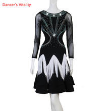 Latin Dance New Female Adult Diamond-Studded Tassel Dress Competition Clothes New Girl Big Swing Skirt Performance Clothing 2024 - buy cheap