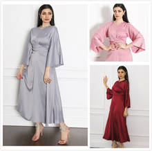 Turquia índia muçulmano abaya vestido feminino fita laço-up étnico maxi vestidos longos vestido dubai roupas islâmicas marroquino kaftan femme 2024 - compre barato