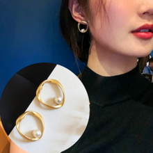 2020 Korean fashion simple round geometry Peal metal earrings irregular pearl ring small earrings female Jewelry 2024 - buy cheap