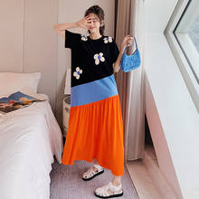 NYFS 2022 Summer New Korea Loose Woman Dress Vestidos Robes Elbise Fashion Plus Size Irregular Stitching Vacation Long Dress 2024 - buy cheap