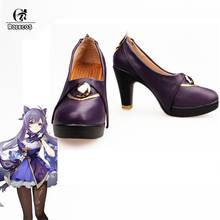 ROLECOS-zapatos de tacón alto Keqing para mujer y niña, calzado de Cosplay, color púrpura, cómodo, Genshin Impact 2024 - compra barato