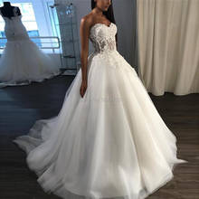 Vintage Lace Appliques Ball Gown Wedding Dresses 2021 Sweetheart Bodice Tulle Wedding Bridal Gowns Sleeveless Bride Dress 2024 - buy cheap