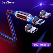BaySerry Magnetic Micro USB Cable For iPhone XR Samsung Xiaomi Mobile Fast Charging LED Charging USB Type C Cable Magnet Charger 2024 - buy cheap