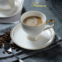 Taza de café China de hueso pintado en oro, juego de cuchara y platillo, taza de té de cerámica de 200ml, vajilla de porcelana de alta calidad para beber, envío directo 2024 - compra barato