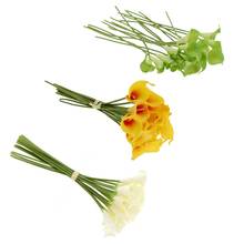 SHGO HOT-18x искусственная Калла Лилия цветы один длинный стебель букет Настоящее домашний декор Цвет: кремово 2024 - купить недорого
