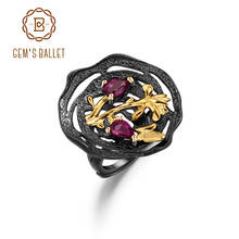 Женское кольцо с натуральным родолитовым гранатом GEM'S BALLET, регулируемое коктейльное кольцо ручной работы из стерлингового серебра 925 пробы 2024 - купить недорого