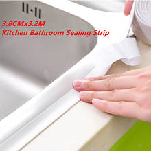 1pc 3.8cm x 3.2m banho pia do chuveiro do banheiro fita tira de vedação pvc branco auto adesivo impermeável adesivo de parede para cozinha do banheiro 2024 - compre barato