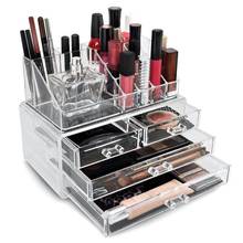 Organizador de maquiagem e de mesa, caixa de armazenamento transparente com gaveta para cosméticos, joias, esmalte de unha 2024 - compre barato