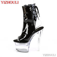 Open toe 17 cm, 7 inch transparent model stiletto heels, summer night club pole dancing ankle boots 2024 - buy cheap
