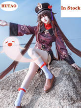Hu tao cosplay jogo genshin impacto trajes dia das bruxas mulheres topos roupas anime projeto chapéu pulseira tornozeleira anel acessórios conjunto 2024 - compre barato