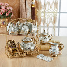 Conjunto de copo de café cerâmico europeu de alta qualidade, copo chinês de ouro e marfim adesivo, porcelana, conjunto de chá, copos de creme, tigela de açúcar, copo de chá 2024 - compre barato