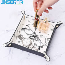 JINSERTA PU Leather Folding Tray Jewelry Display Plate Cosmetic Organizer Phone Wallet Key Coins Container Desktop Sundries Tray 2024 - buy cheap