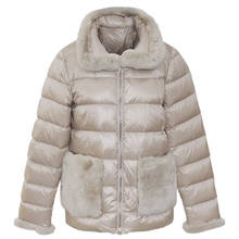 Abrigo de piel de conejo natural para mujer, chaqueta de plumón de pato blanco 2020, parka gruesa y cálida de plumón corto, abrigo ajustado de plumón 90% 2024 - compra barato