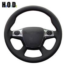 DIY Black Genuine leather Hand-stitched Car Steering Wheel Cover for KUGA Escape 2013-2016 Ford Focus 3 2012-2014 2024 - buy cheap