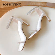 SOPHITINA Women Sandals Casual Rhinestone All-Match Genuine Leather Sandals Square Toe Thin Heels Buckle Party Lady Shoes DO547 2024 - buy cheap