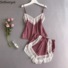 Pajama Sets Women Chiffon Breathable Fashion Lace Sexy Female Sleep Wear Chic Summer Loose Casual Korean Style Ins Hot Sale New 2024 - buy cheap