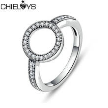Chieloys anel de prata banhado a prata, joias da moda 46 estilos cristal cz zircônia anel de dedo para mulheres meninas bague presente de natal 2024 - compre barato