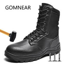 GOMNEAR-Botas deportivas militares de invierno para hombre, zapatos impermeables de cuero genuino para senderismo, calzado táctico para exteriores 2024 - compra barato