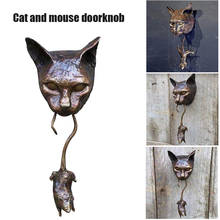 Cat and Mouse Doorknob Decorative Wall Hanging Resin Ornament Animal Door Knocker Statue For Home Medieval Style Home Decor 2024 - buy cheap