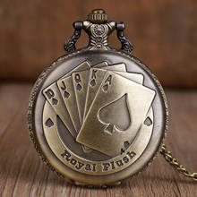 Antique Bronze Vintage Poker Cards Lucky Quartz Pocket Watch Necklace Pendant Chain Gift For Men Women 2024 - buy cheap