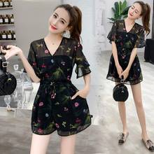 2020 New Summer Women Boho Beach Clothes Tunic Floral Print Short Jumpsuit Female Korean Chiffon Loose Playsuits Overalls S47 2024 - buy cheap