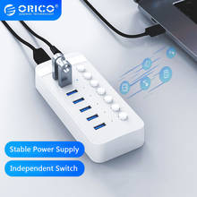ORICO 7 Ports USB HUB With 12V Power Supply Adapter BC1.2 Charger USB 3.0 Splitter Expander Computer Accessories For Macbook Pro 2024 - buy cheap